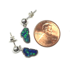 Sterling Silver Post Drop Stud Earrings with Lake Tahoe Shaped Lab Gro