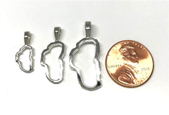 Small Sterling Silver Outline of Lake Tahoe Pendant. Measures approxim