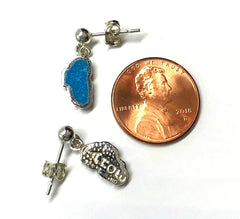 Sterling Silver Post Drop Earrings with Turquoise