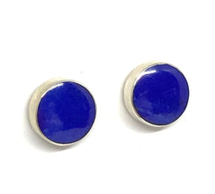 Sterling Silver Stud Earrings with Two 6mm round Lapis