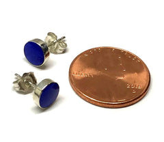 Sterling Silver Stud Earrings with Two 6mm round Lapis