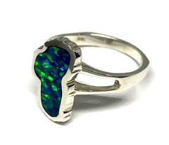 Sterling Silver Medium Ring with One Lake Tahoe Lab-Grown Opal - Sz 6.5