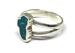 Small Silver Lake Tahoe Ring with Lab Opal- NEW 2022 DESIGN- Size 8