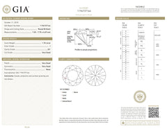 1.70 Carat Round Brilliant Cut Natural Diamond, I color, SI1 clarity, GIA Report 1196737164