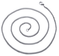 20 inch sterling silver with a Rhodium coating, round Box chain.