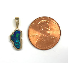 Small 14KYG Lake tahoe Pendant with Lab Grow Opal