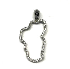 14 Karat White Gold Diamond Lake Tahoe Outline Pendant
