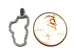14 Karat White Gold Diamond Lake Tahoe Outline Pendant