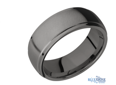 7mm wide Domed Stepped Down Edges Tantalum Nior Band.  Angle Satin