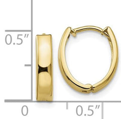 14 Karat Yellow Gold Huggie Earrings. 3mm wide x 13mm tall x 10mm.