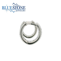 Sterling Silver Gun Metal Black Detail Hoop Earrings