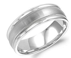 14K White Gold Wedding Band 7mm Wide Size 10
