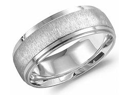 14 Karat White Gold Wedding Band 7.5mm Wide