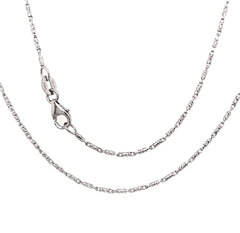 14 Karat White Gold Diamond Cut Raso Chain Length 18 Inches at 4 Grams. 1.2mm Wide.