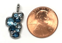 Medium 14KWG Lake Tahoe Pendant w/ Blue Topazes & Diamonds