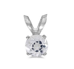 14 Karat White Gold Pendant with One 5mm Round White Topaz.
Chain is