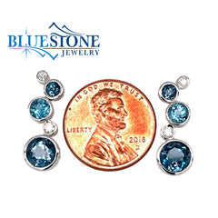 14 Karat White Gold Blue Topaz and Diamond Earrings