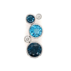 14 Karat White Gold Pendant with 2.30 Carats Total Weight of Round Blu