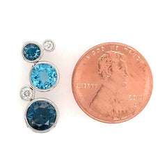 14 Karat White Gold Pendant with 2.30 Carats Total Weight of Round Blu