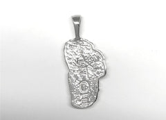 Extra Large Sterling Silver Lake Tahoe Pendant with Lab Grown Opal.
M