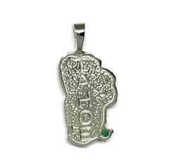 Extra Large Sterling Silver Lake Tahoe Pendant with Lab Grown Opal & a