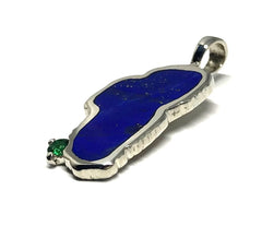 Extra Large Sterling Silver Lake Tahoe Pendant with Lapis and a Chatha