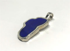 Extra Large Sterling Silver Lake Tahoe Pendant with Lapis.
Measures 1