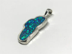 Extra Large Sterling Silver Lake Tahoe Pendant with Lab Grown Opal.
M