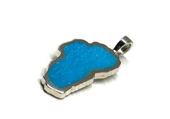 Extra Large Sterling Silver Lake Tahoe Pendant with Turquoise.
Measur