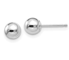 14 Karat White Gold Polished 5mm Ball Post Earrings