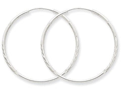 14 Karat White Gold Diamond Cut Large Hoop Earrings 30mm