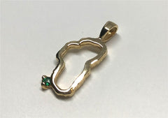 Medium 14KYG Outline of Lake Tahoe Pendant w/ Emerald