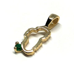 Small 14KYG Lake Tahoe Outline Pendant w/ Emerald