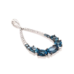 14kt White Gold Topaz and Diamond Pendant