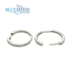 14kt White Gold Lab Diamond Hoop Earrings- 1.00ct Total Weight