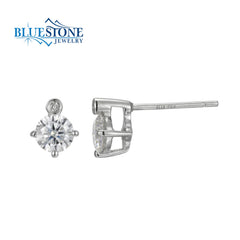 Silver Moissanite & Diamond Earrings- April Birthstone