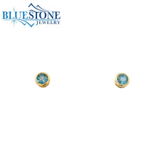 14 Karat Yellow Gold London Blue Topaz Stud Earrings