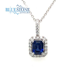 18 Karat White Gold Pendant with One 5mm x 4mm Rectangular Cut Natural