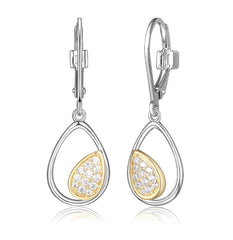 18 Karat Yellow Gold Plated Earrings with CZs