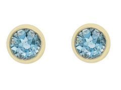 14 Karat Yellow Gold London Blue Topaz Stud Earrings