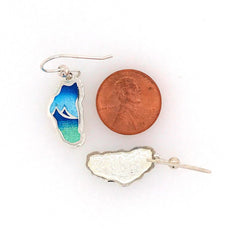 Small Fine Silver Lake Tahoe Enamel Lake Tahoe Mountain Reflection Earrings