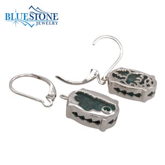Silver Reversible Chrysocolla Lake Tahoe/Bear Earrings