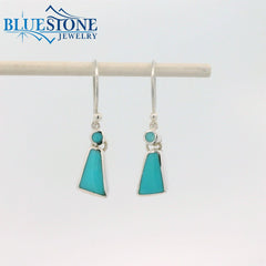 Sterling Silver Wire Earrings w/ Various Shaped Turquoise