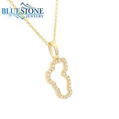 Small 14KYG Lake Tahoe Outline Pendant w/ Diamonds