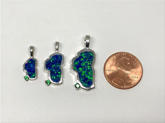 Medium Sterling Silver Lake Tahoe Pendant with Lab Grown Opal & Simula