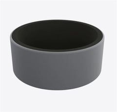 Men's Silver and Black Silicone Ring. 9mm Wide. Ring Size 8.