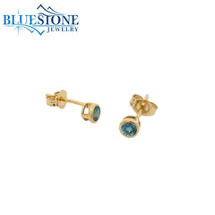 14 Karat Yellow Gold London Blue Topaz Stud Earrings