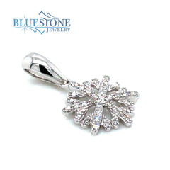 14kt White Gold Diamond Snowflake Pendant- Petite