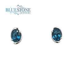 Silver London Blue Topaz Stud Earrings