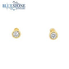 Gold Plated Solitaire Cubic Zirconia Stud Earrings